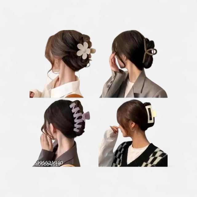 Hair Claw Clips Set Matte Finish Strong Hold Clips for Women |Pack of 4| Hair Clip (Multicolor)
